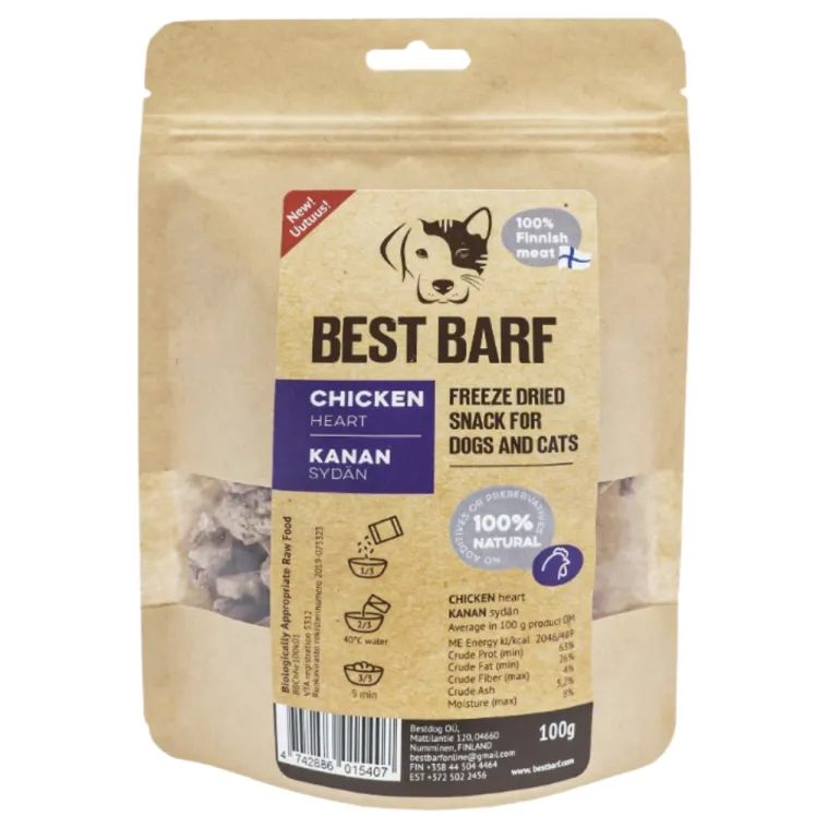 Best Barf Broilerin sydän 100 g pakastekuivattu