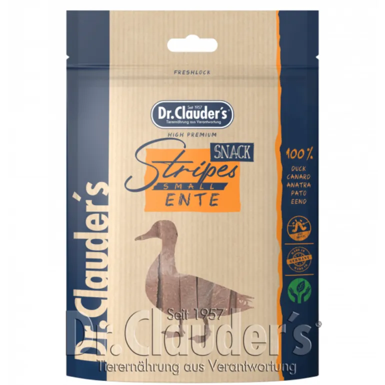 Dr.Clauder's Dog Snack Stripes Ankka 80 g koiran makupalasuikaleet