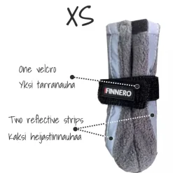 FinNero Halla Reflective koiran tossut, harmaa