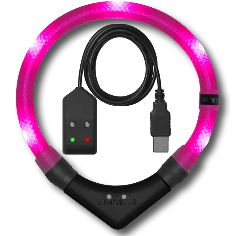 Leuchtie Easy Charge ladattava koiran valopanta, hot pink