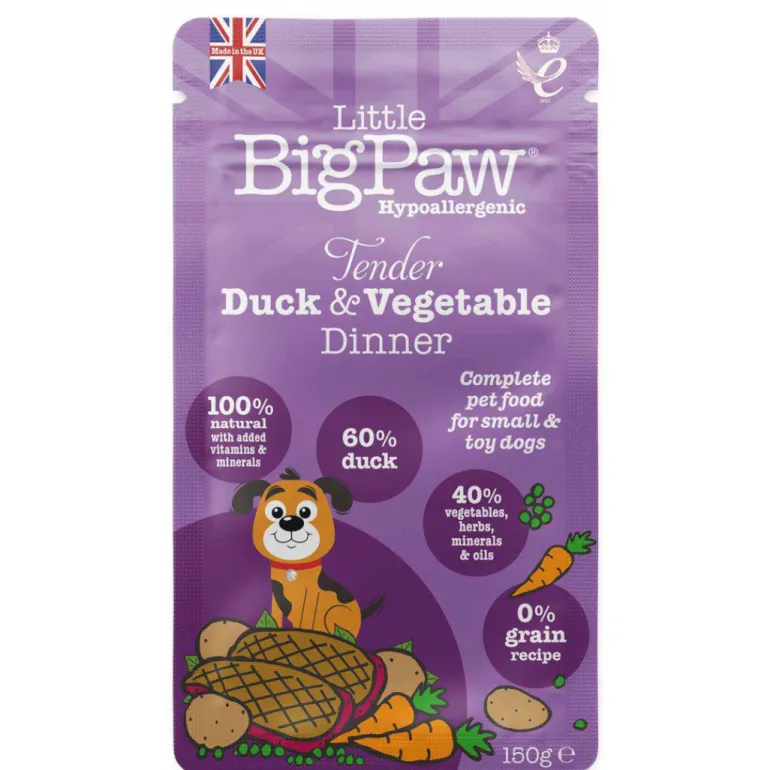 Little BigPaw Tender Duck & Vegetable Dinner 150 g koiran märkäruoka pussi