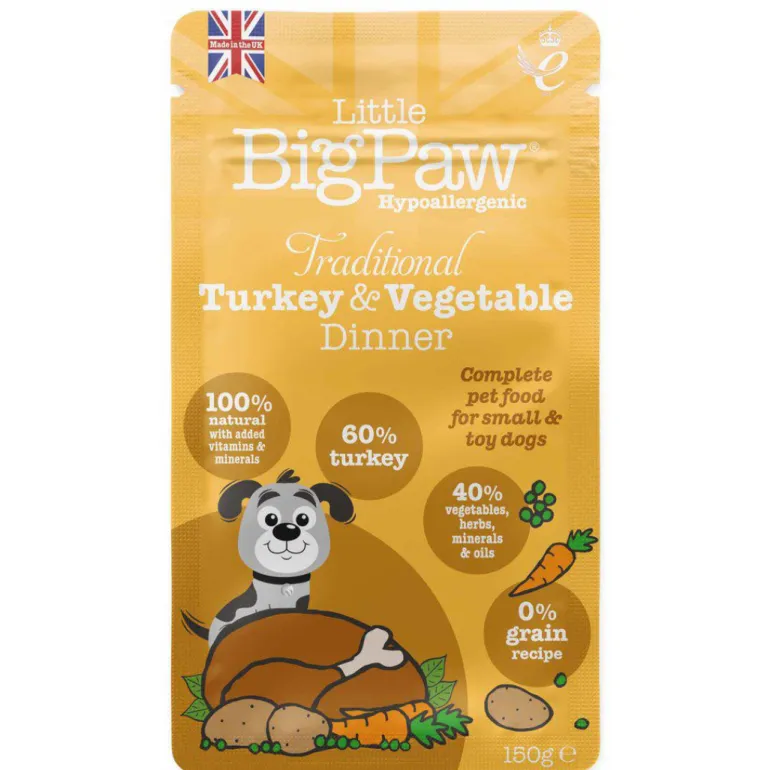 Little BigPaw Traditional Turkey & Vegetable Dinner 150 g koiran märkäruoka