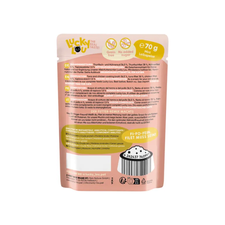 Lucky Lou Extra kana ja tonnikalafilee hyytelössä 70 g