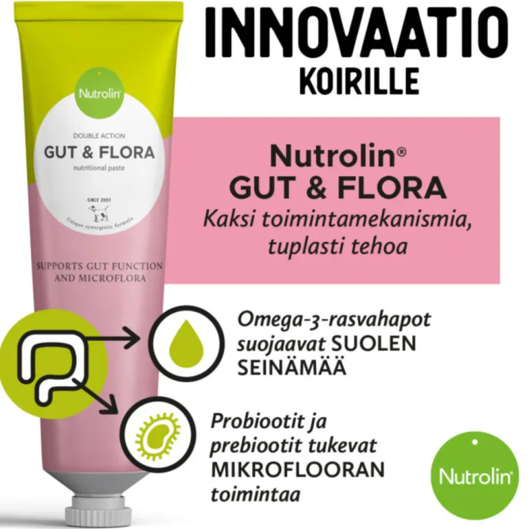Nutrolin Gut & Flora tahna 200 g koiran suoliston hyvinvointiin