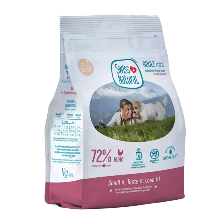 Swiss Natural Adult Mini kana 1 kg puolikostea täysravinto
