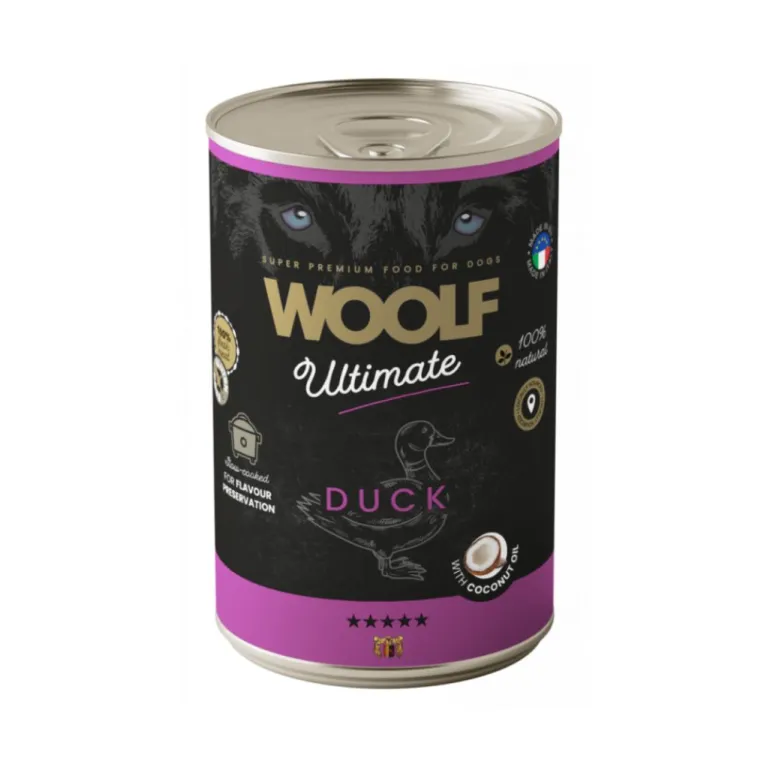 Woolf Ultimate Canned Dogfood - ankka & kookosöljy, 400g